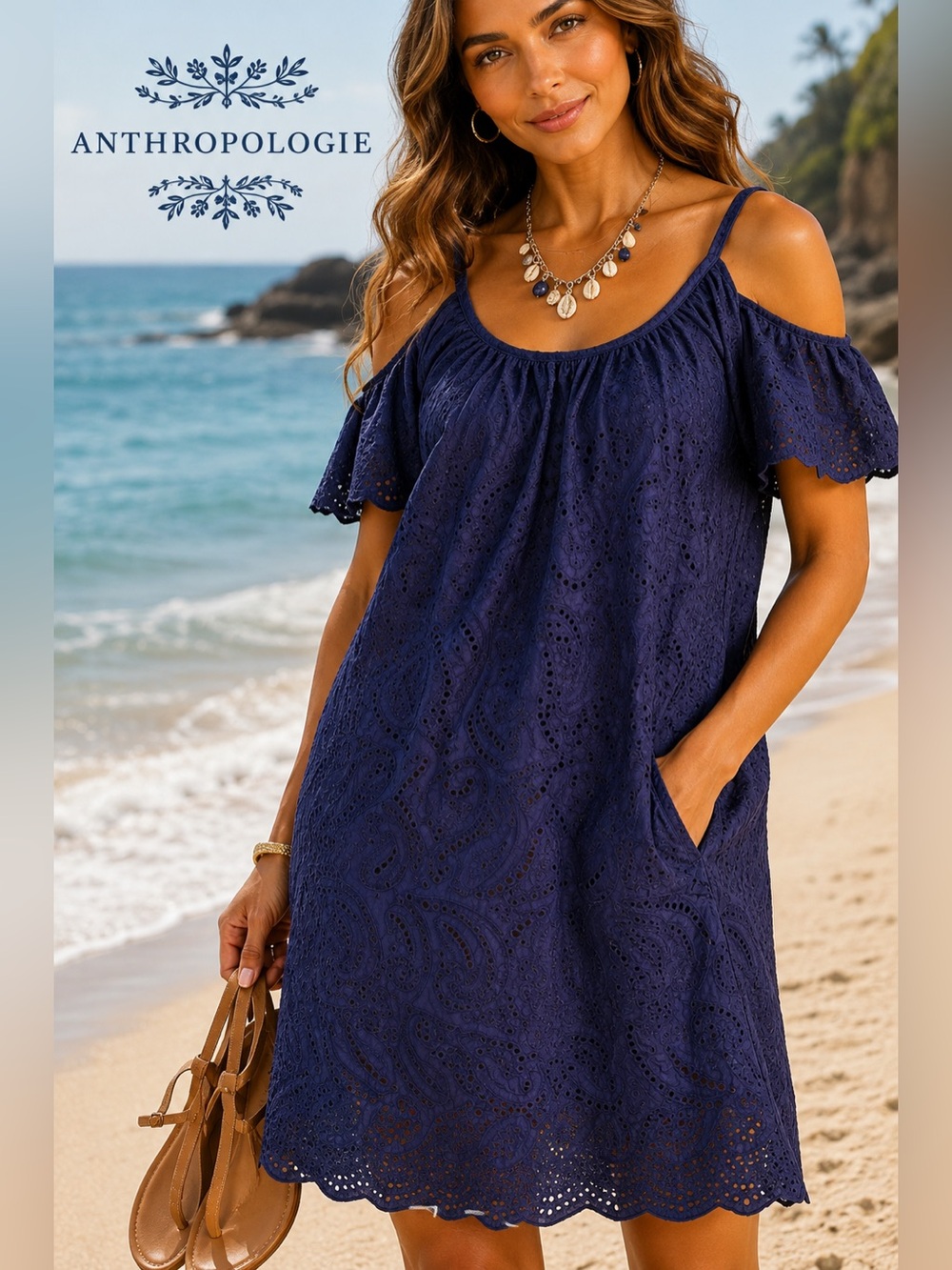 Anthro’s Uncle Frank,Paisley Design, Eyelet Tie Back Dress, Versatile, Size S